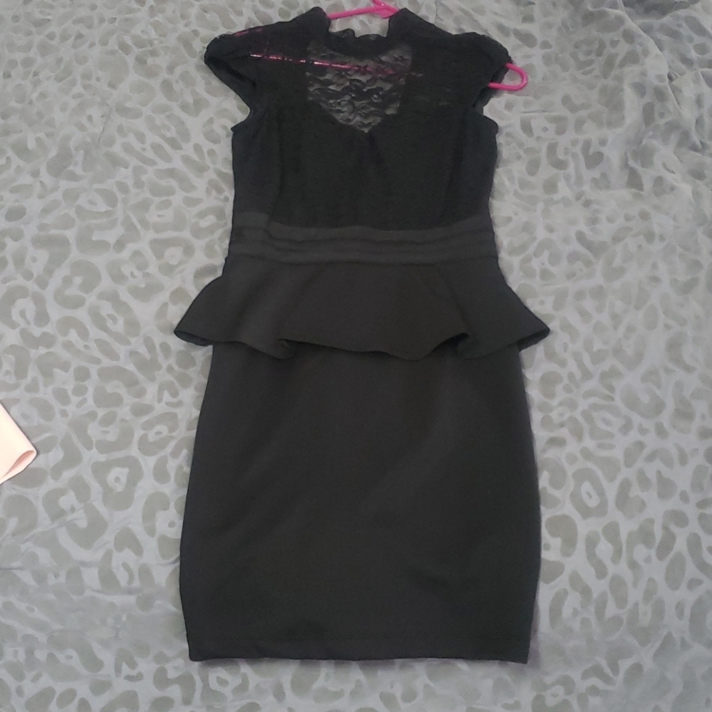 Beautiful black lace peplum dress
